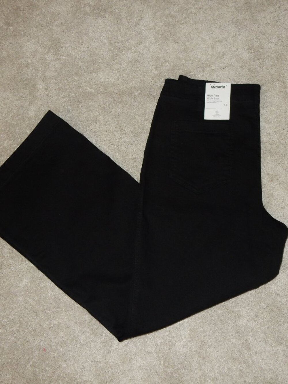 ENDS 6/1 NEW NWT Sonoma black wide leg jeans women's 14 stretch high rise